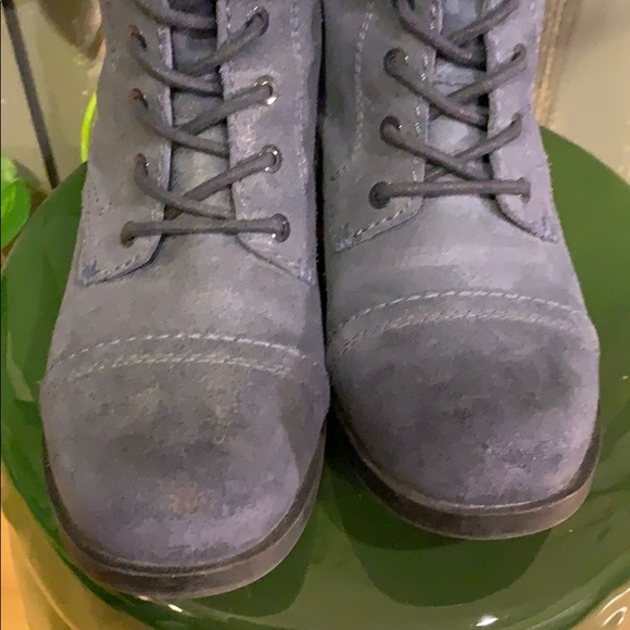 Aldo indigo blue suede lace up and zip up boots - Picture 5 of 9